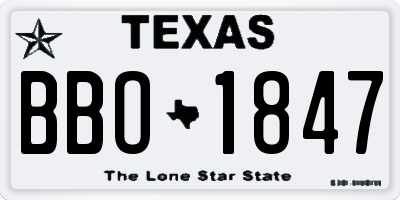 TX license plate BBO1847