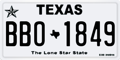 TX license plate BBO1849