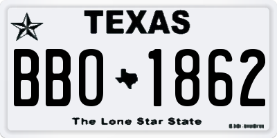 TX license plate BBO1862