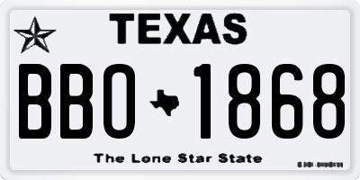TX license plate BBO1868