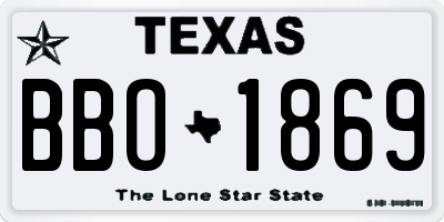 TX license plate BBO1869