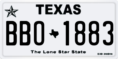 TX license plate BBO1883