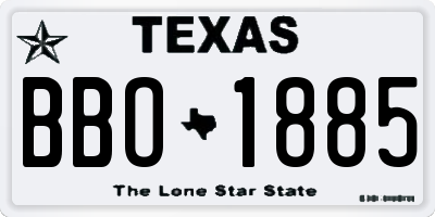 TX license plate BBO1885