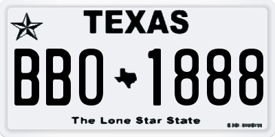 TX license plate BBO1888