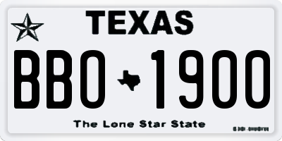 TX license plate BBO1900