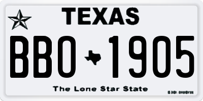 TX license plate BBO1905
