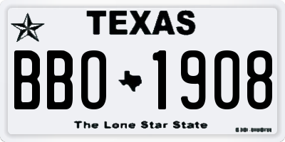 TX license plate BBO1908