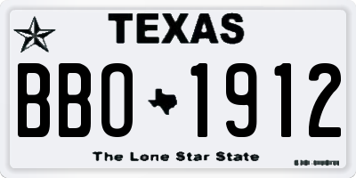 TX license plate BBO1912