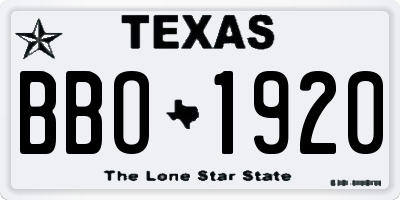 TX license plate BBO1920