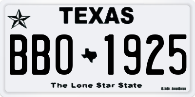 TX license plate BBO1925