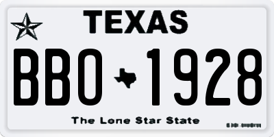 TX license plate BBO1928