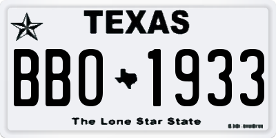 TX license plate BBO1933