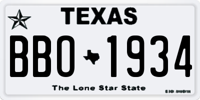 TX license plate BBO1934