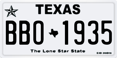 TX license plate BBO1935