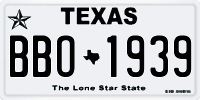TX license plate BBO1939