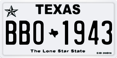 TX license plate BBO1943