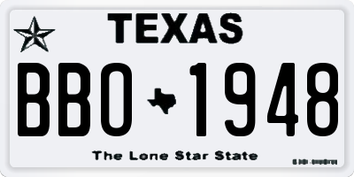 TX license plate BBO1948