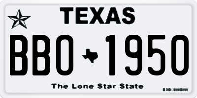 TX license plate BBO1950
