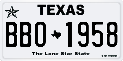 TX license plate BBO1958