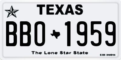 TX license plate BBO1959