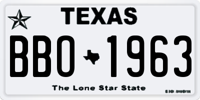 TX license plate BBO1963
