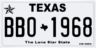 TX license plate BBO1968