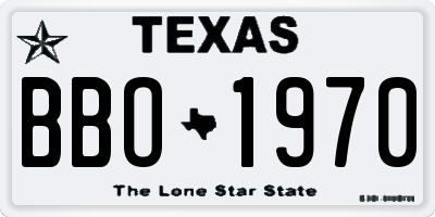 TX license plate BBO1970