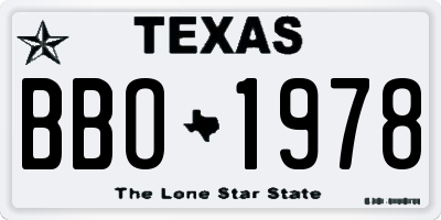 TX license plate BBO1978