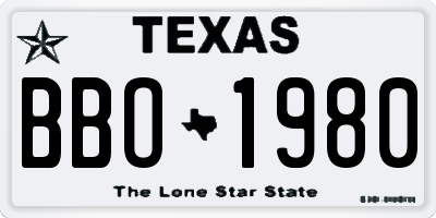 TX license plate BBO1980