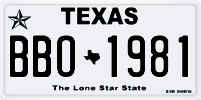 TX license plate BBO1981