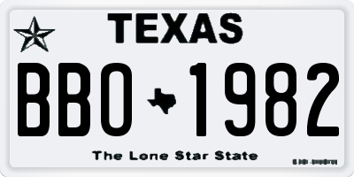 TX license plate BBO1982