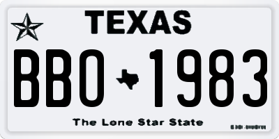 TX license plate BBO1983