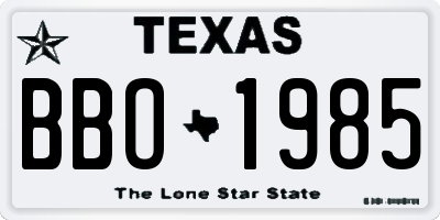 TX license plate BBO1985