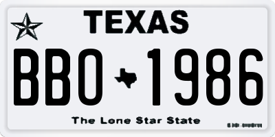 TX license plate BBO1986