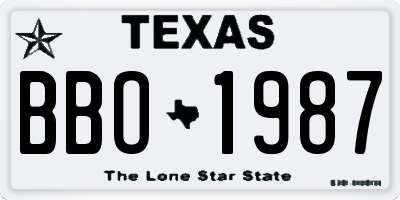 TX license plate BBO1987