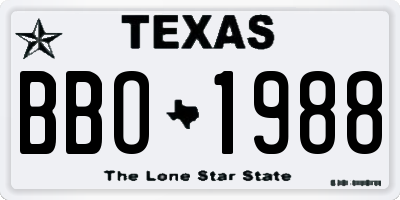 TX license plate BBO1988