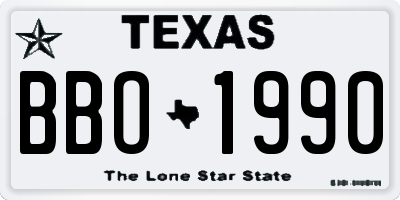 TX license plate BBO1990