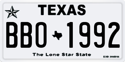 TX license plate BBO1992