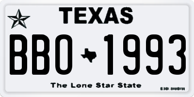 TX license plate BBO1993