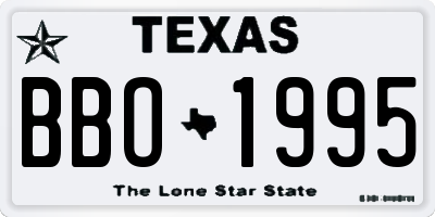 TX license plate BBO1995