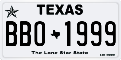 TX license plate BBO1999