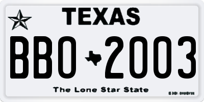 TX license plate BBO2003