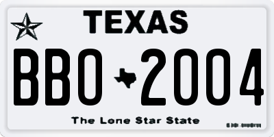 TX license plate BBO2004