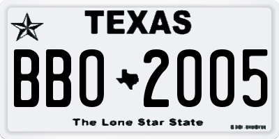 TX license plate BBO2005