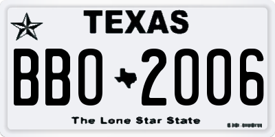 TX license plate BBO2006