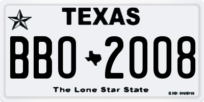 TX license plate BBO2008