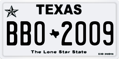 TX license plate BBO2009