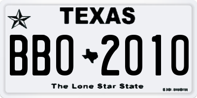 TX license plate BBO2010