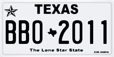 TX license plate BBO2011