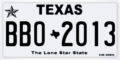 TX license plate BBO2013